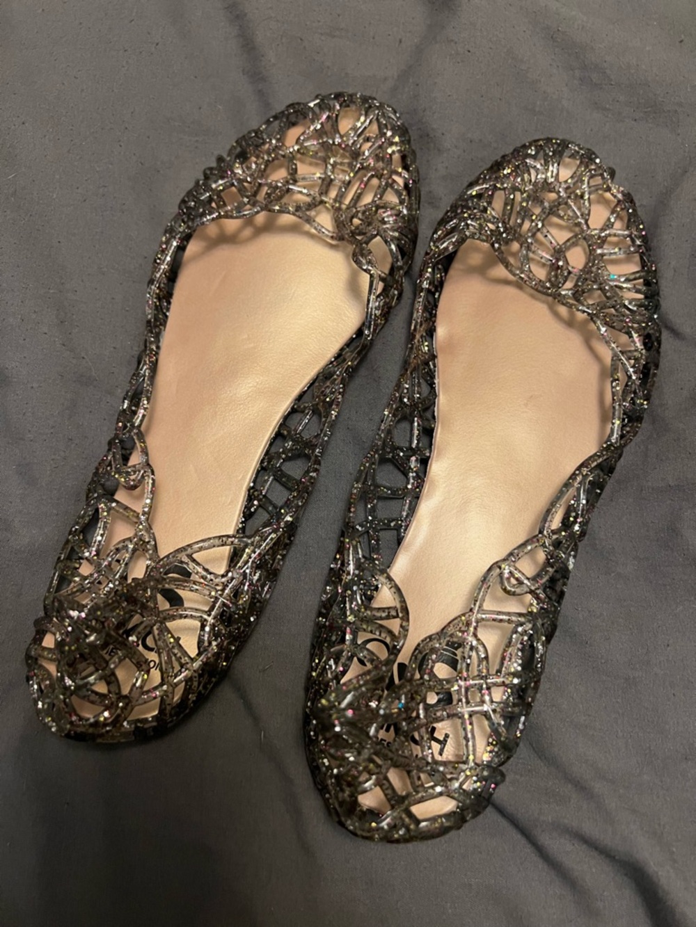 Sparkle Cutout Ballet Flats - Black